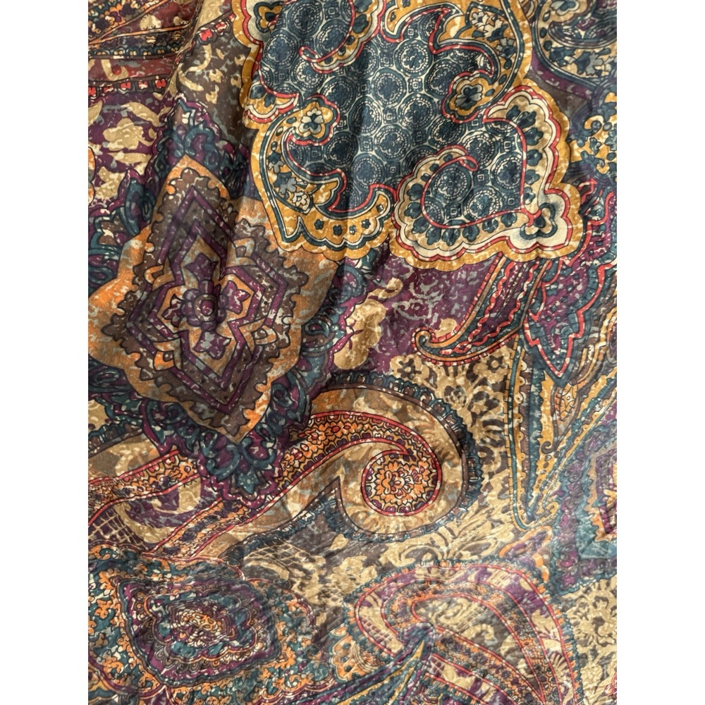 Vtg Compagnie Int Express Silk Top Small Brown Paisley Button Up Tunic‎ Blouse - Picture 7 of 7